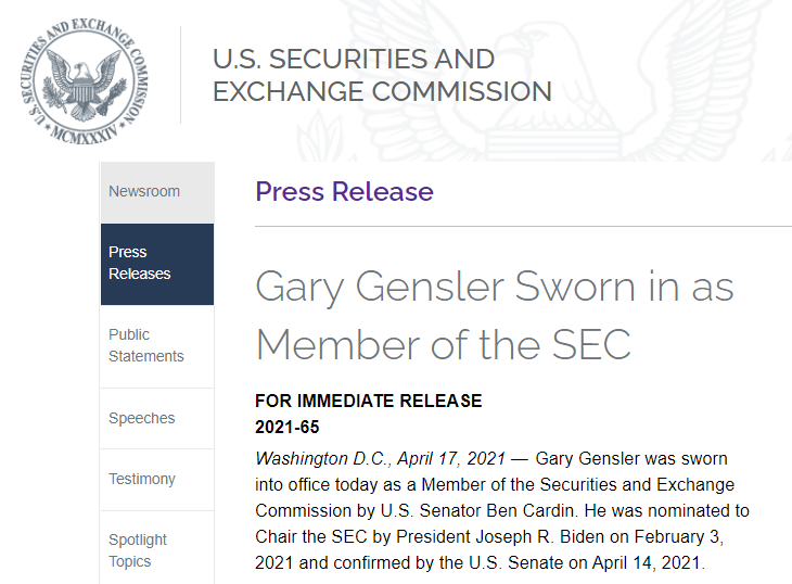 Гэри Генслер вступил в должность нового председателя SEC, откажется ли SEC от дела Ripple?